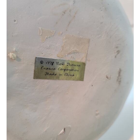 Snowman Gourd Folk Art Figurine 1988 Enesco Vicki Thomas Signed "Read" - Picture 12 of 13